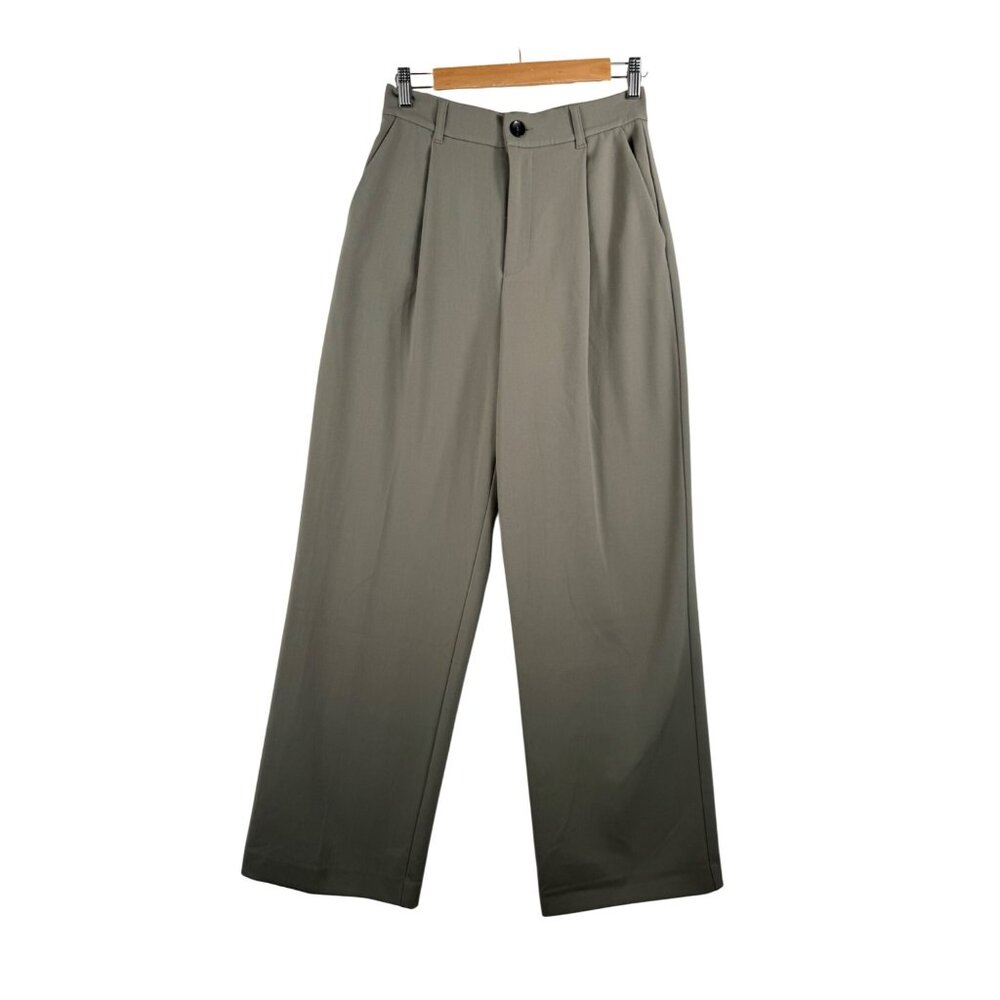 Zara Womens High-Waist Wide-Leg Trousers office‎ pleated 90s sz S